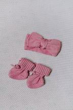 Margot Set — Pink Booties + Bow Headband