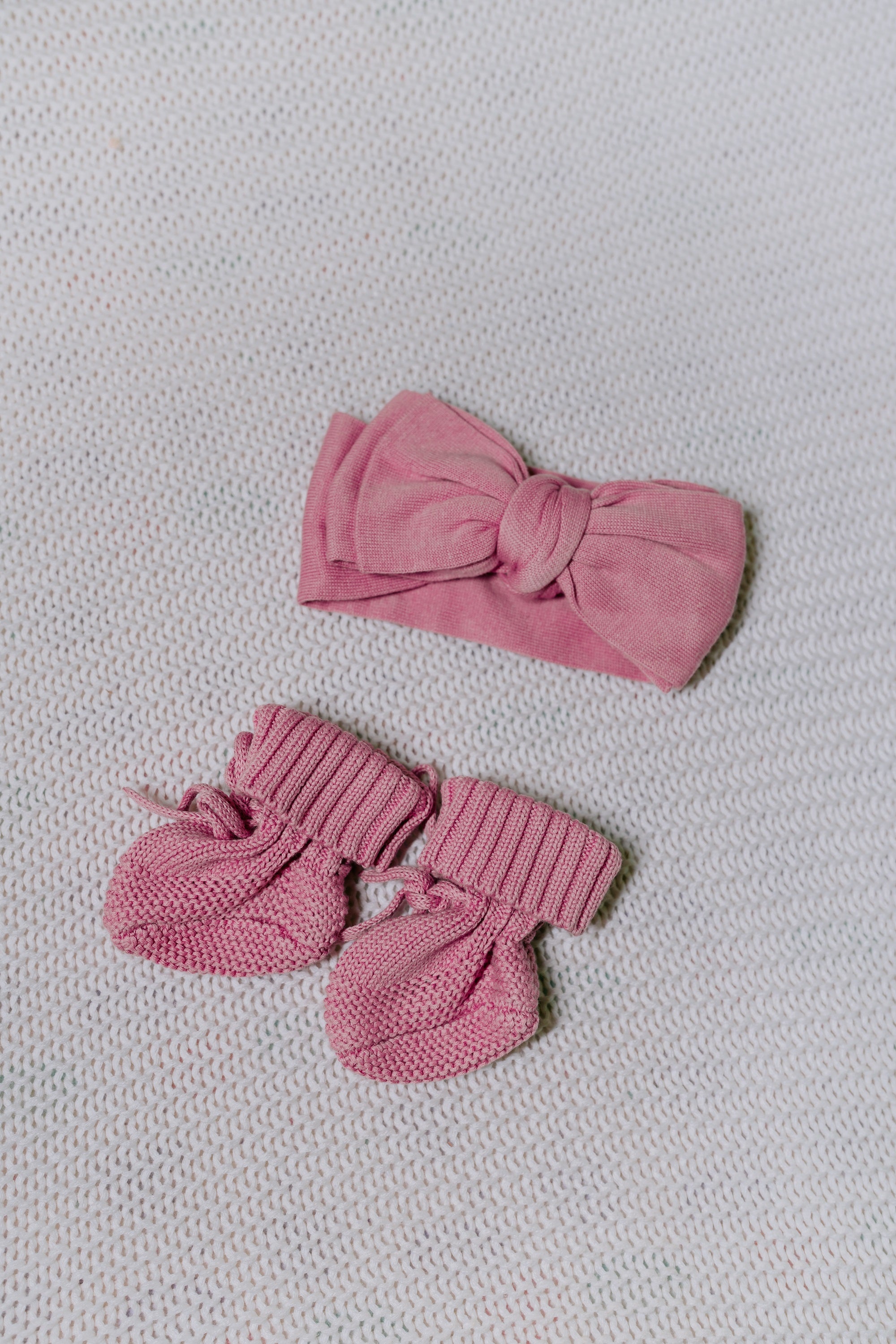 Margot Set — Pink Booties + Bow Headband
