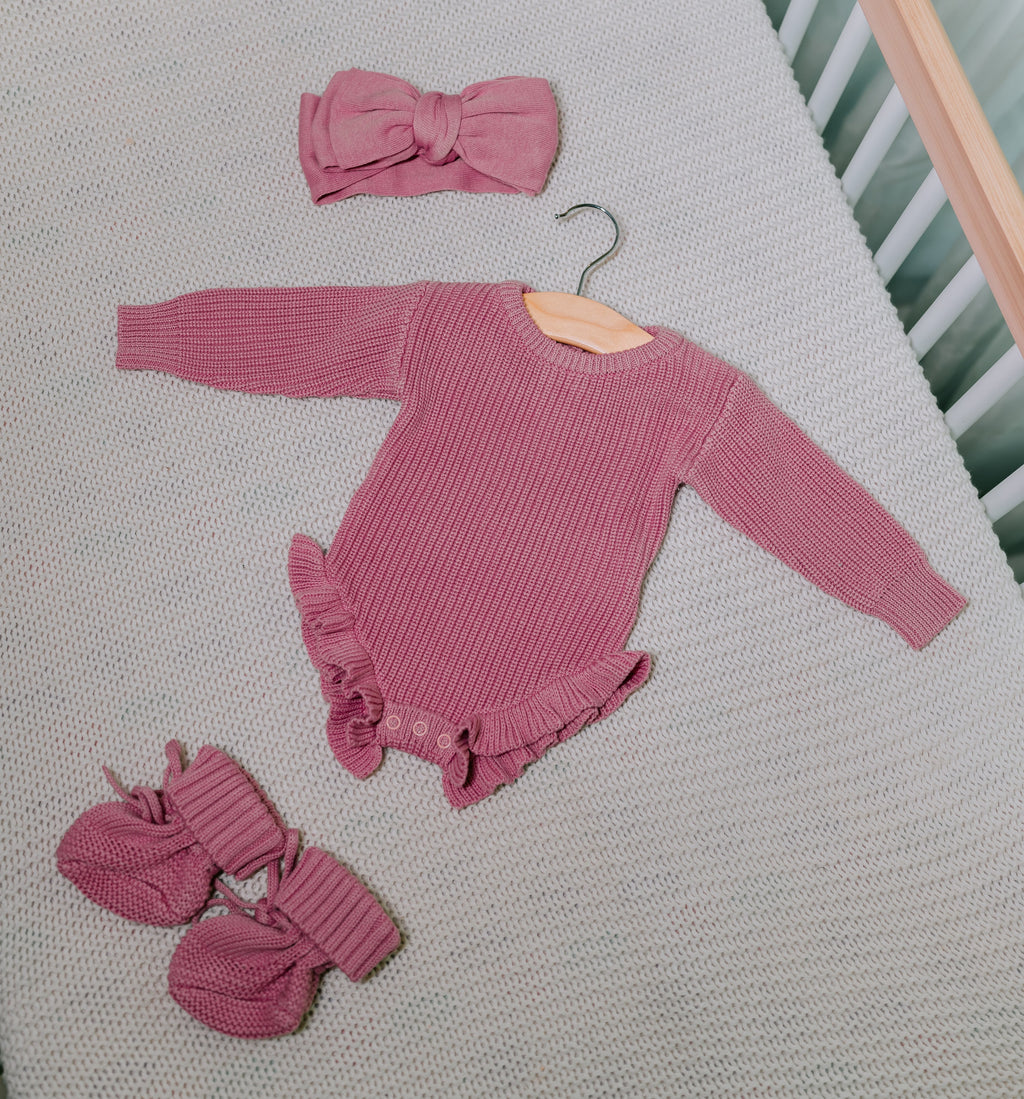 Amélie — Blush Pink Knit Romper